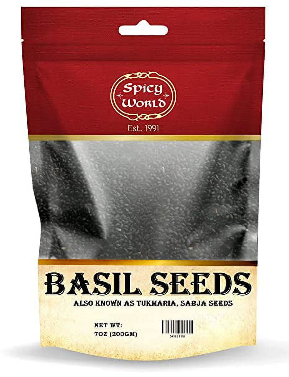 Spicy World Basil Seeds 7 Ounce Bag Tukmaria, Sabja Seeds Used in