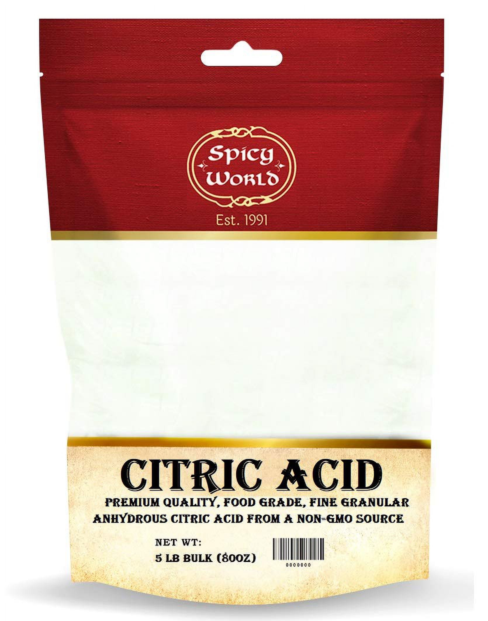 Spicy World Citric Acid 5 Pound 100 Pure, Food Grade & NonGmo Citric Acid Powder For Bath