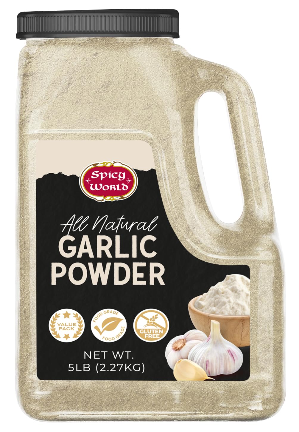 Spicy World Garlic Powder BCF26 5 LB Jar - Gluten Free, Bulk Ground ...