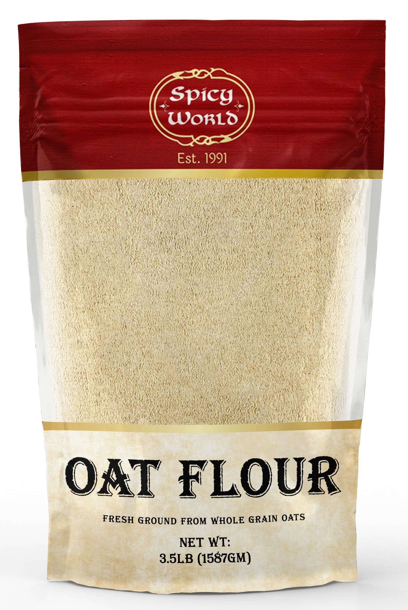 Spicy World Whole Grain Oat Flour 4 Pound Bag (64Oz) NonGmo, Great
