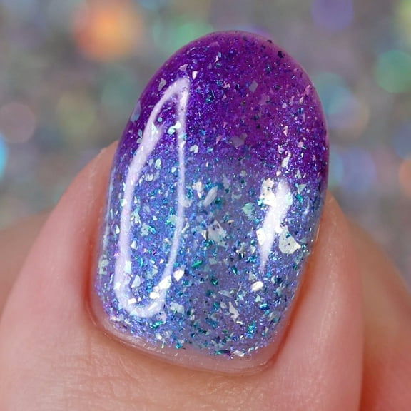 Whats Up Nails - Spicy or Icy Nail Polish Purple to Light Blue Thermal with Iridescent Flakies