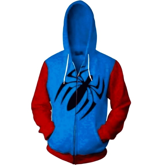 Spide Hero Cosplay Jacket, Superhero Graphic Zip Up Hoodie, Hooded Sweatshirt for Halloween Costume Party, Unisex Spide Hoodie, Novelty Streetwear