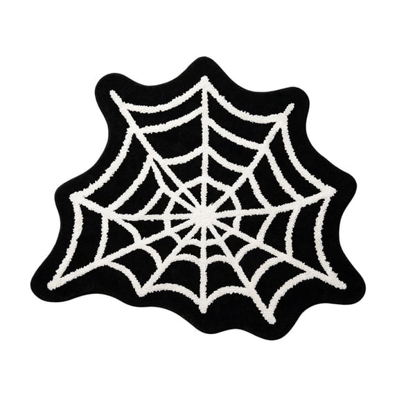 Spide R Web Bath Mat, Halloween Non-Slip Floor Mat Spiderweb Rug Washable Area Rugs Gothic for Front Door Bedroom Living Room Home Decor 27.56X17.72In Black