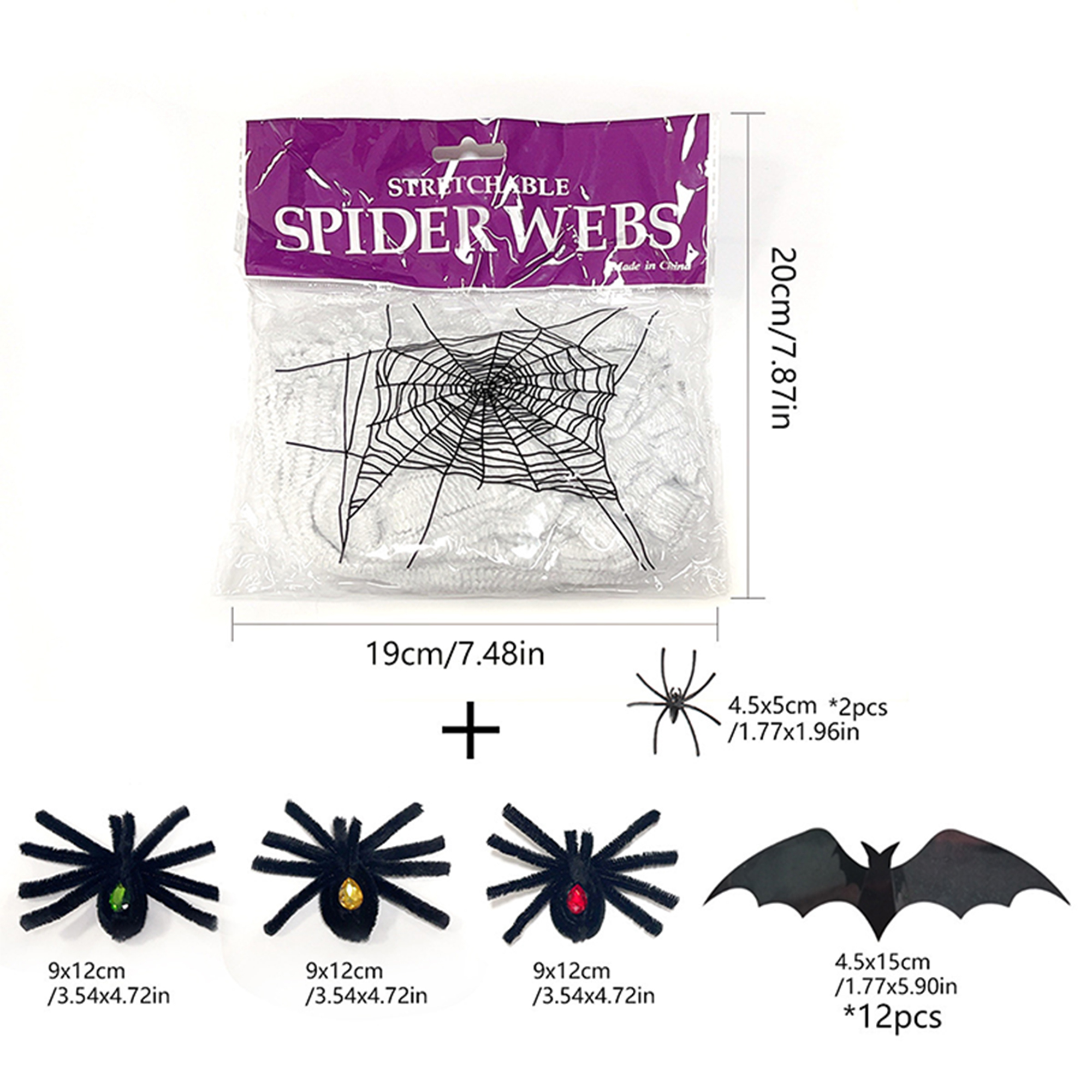 Spider  Decorations with Fake Spiders Bat for Haunted House