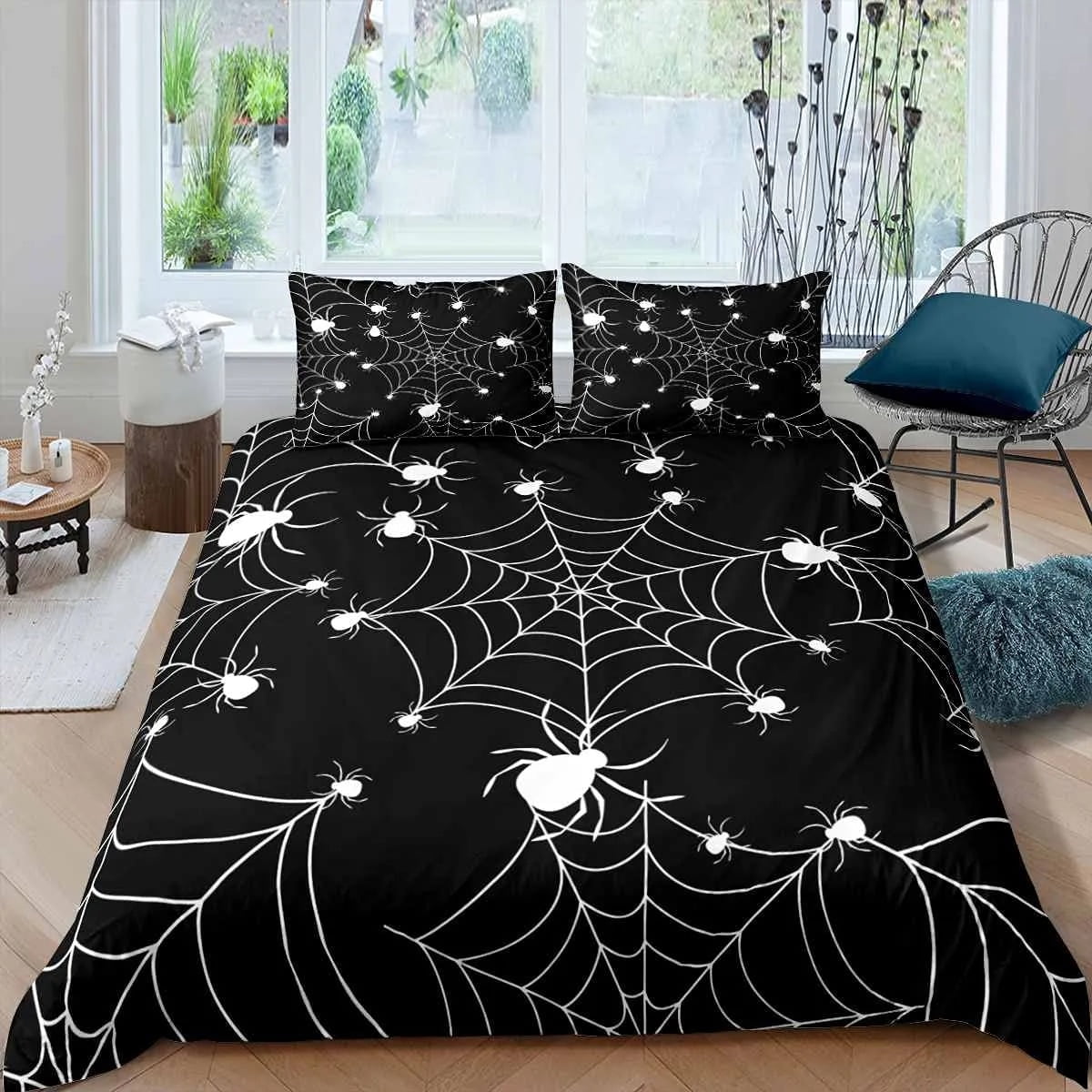 Spider  Duvet Cover Set Halloween Spider Bedding Sets Boys Black