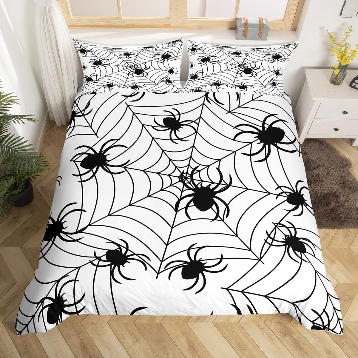 Spider  Duvet Cover Set Halloween Spider Bedding Sets Boys Black