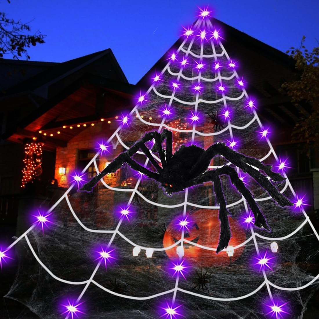 Spider  Halloween Decorations Outdoor Lights, 125 Purple LED Light