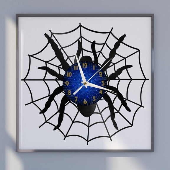 Spider 12 Inch Vinyl Record Wall Clock - Silent, Creative, and Unique Clock for Living Room, Entryway, or Bedroom Decor - Perfect Gift Idea(12 inchs B without LED)