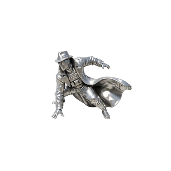 Spider 3D Printed Figurine – Dynamic Crouching Pose Desktop Collectible, Metallic Silver Variants, Cool Shelf Display for Office Desk and Gift