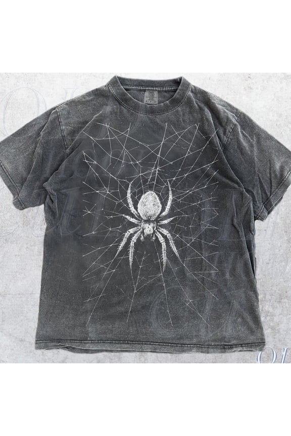 Spider 90s Style Graphic Shirt Spider Web Y2k Goth Retro Tee2000s Emo Clothes Scary Street