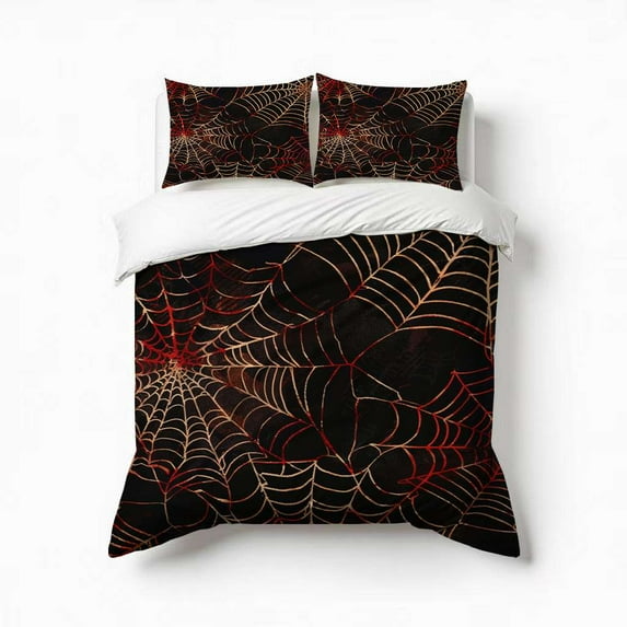Spider And Spiderweb Bedding Set 3 Pcs Soft Microfiber Quilt Cover For Bedroom Decor, Comforter Cover With 2 Pillowcase