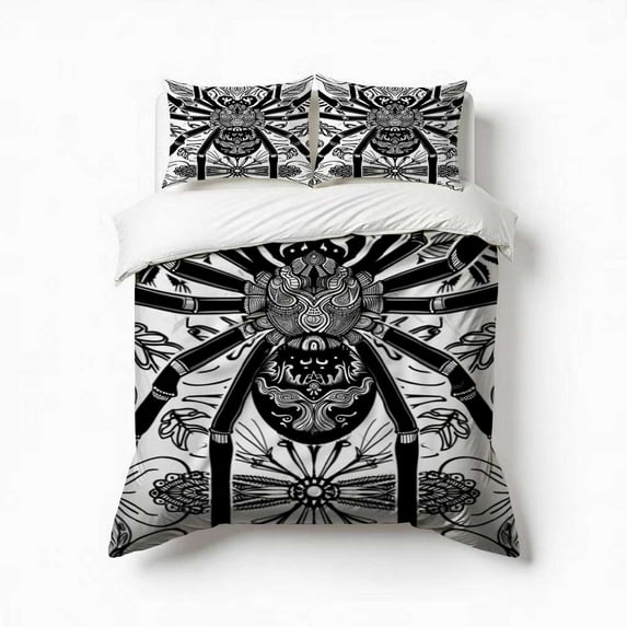Spider And Spiderweb Bedding Set 3 Pcs Soft Microfiber Quilt Cover For Bedroom Decor, Comforter Cover With 2 Pillowcase