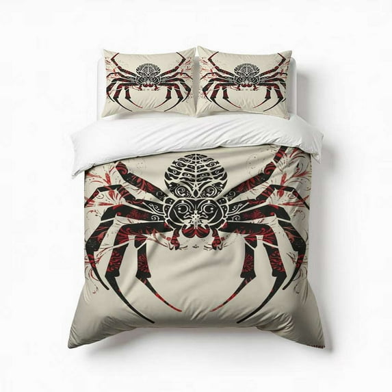 Spider And Spiderweb Bedding Set 3 Pcs Soft Microfiber Quilt Cover For Bedroom Decor, Comforter Cover With 2 Pillowcase
