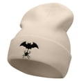 thumbnail image 1 of Spider Bat Embroidered 12 Inch Long Knitted Beanie - Birch OSFM, 1 of 5
