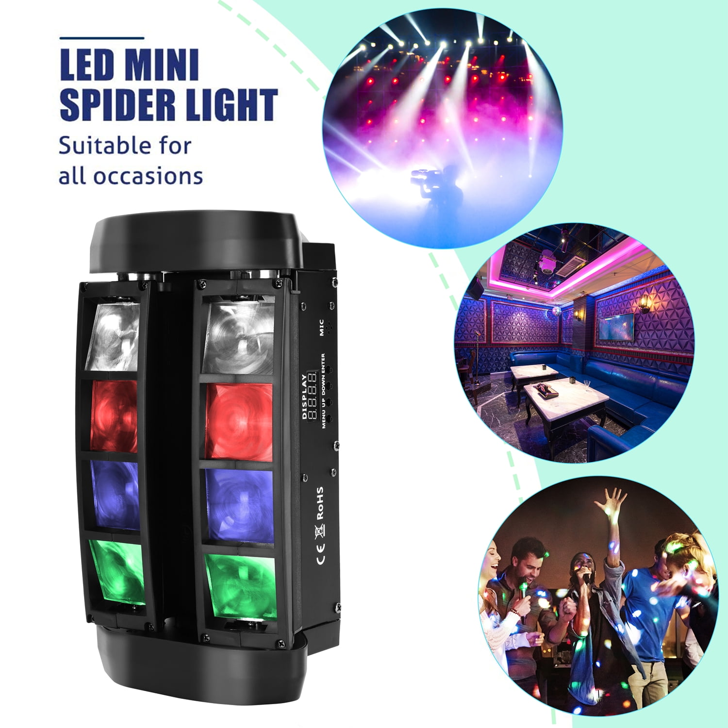 Spider Beam Moving Head Light Rgbw 4 in 1 Color Stage Lighting Dmx for Bar Disco Dj Party Black Walmart