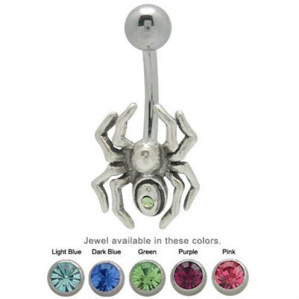 Spider Belly Button Ring with CZ Gem - Walmart.com