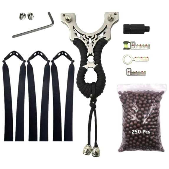 Spider Black Strap Stainless Steel Slingshot Outdoor Target Practice Catapult Gulel Set | Str Spider 8.0cm | High-Quality Slingshot Set
