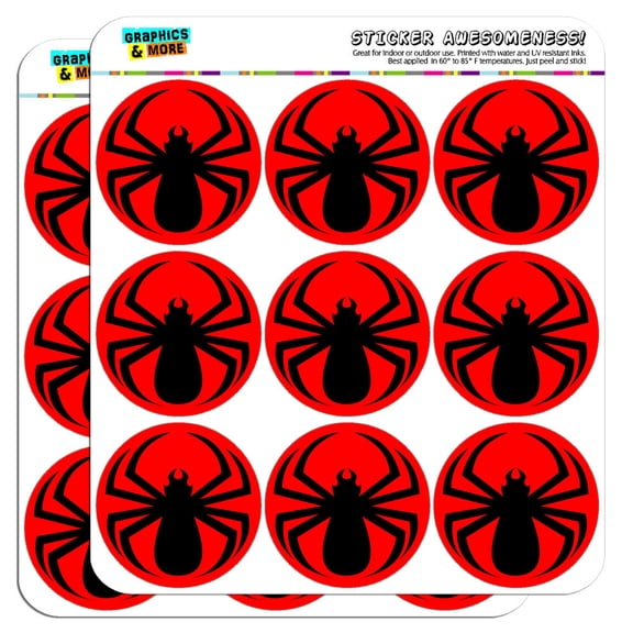 Spider Black on Red 2" Scrapbooking Crafting Stickers
