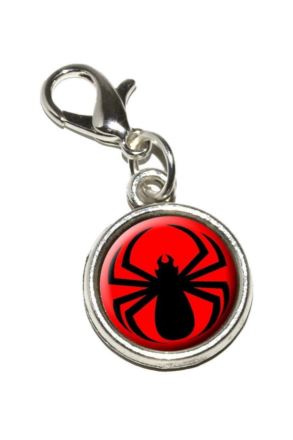 Spider Black on Red Bracelet Charm