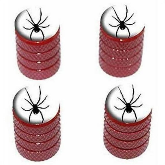Spider Black on White Tire Rim Wheel Aluminum Valve Stem Caps, Multiple Colors