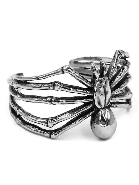 Spider Bracelet Silver 316L Stainless Steel Tarantula Bangle Araneae Arachnid Cuff Womens Mens Fantasy Forge Jewelry