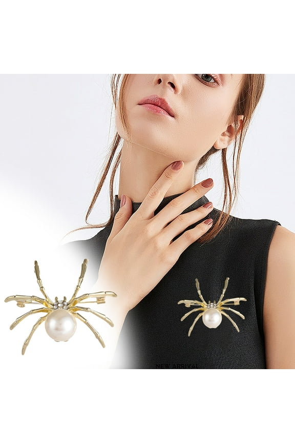 Spider Brooch Pins, Gold Sliver Pearl Insect for Women and Men Witch Jewelry Halloween Pin Accessories Jewelry Fashion