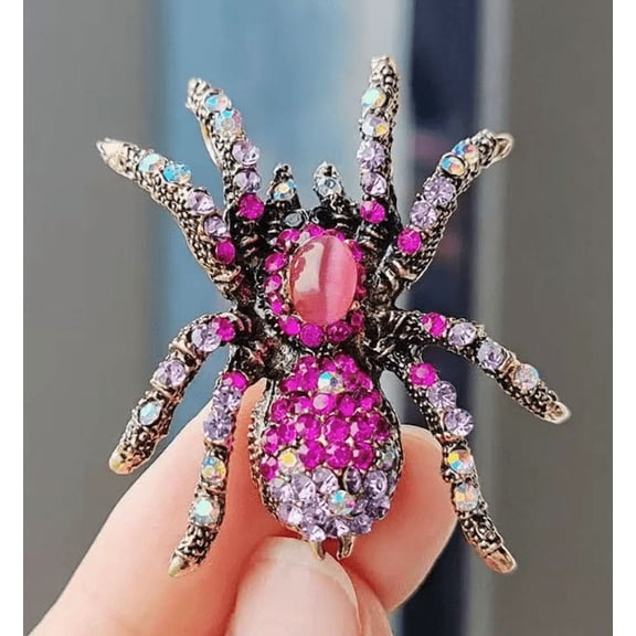 Spider Brooch For Women Colorful Shimmering Gemstone Pin Inlaid Opal Gem Halloween Party Holiday Statement Accessories Jewelry Gifts 2026