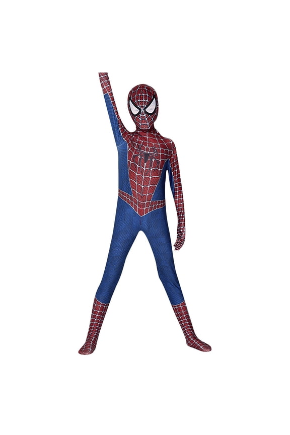 Spider Cartoon Costume,Stretchy Spandex Bodysuit with Big Spider Logo for Halloween Dress Up,Red Blue Superhero Costume for Comic Con