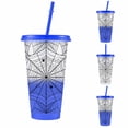 thumbnail image 1 of Spider Color Changing Cups, Cold Activated Color Changing Spider Web Tumbler, 24oz Reusable Plastic Cup with Lid & Straw, Halloween Spider Iced Drink Tumbler for Party Favors, Travel, Daily Use, 1 of 7