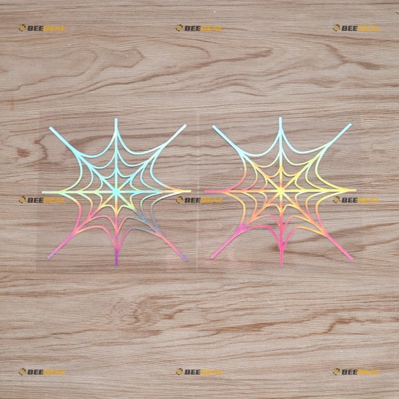 Spider Corner Web Sticker Decal Vinyl - 2 Pack Holographic Iridescent 5" - For Car Boat Laptop Cup No Background Die-cut 0219a5