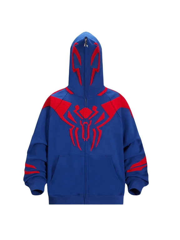 Spider Cosplay Halloween Costumes Chenille Embroidered Zip Hoodie Streetwear Jacket for Adults Casual Polyester Fashion Hooded Sweatshirt Jacket Fashion Hoodie
