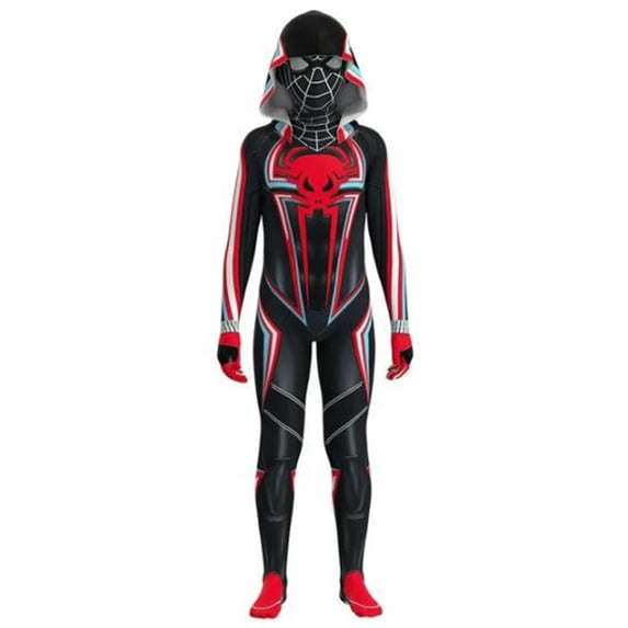 Spider Cosplay Hooded Jumpsuits Black Red Printed Superhero Outfits for Boys Halloween Cosplay Character Carnival