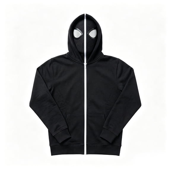Spider Cosplay Hoodie Full Zip Mask Sweatshirt Superhero Costume Jacket Web Print Streetwear for Holiday Party Fans