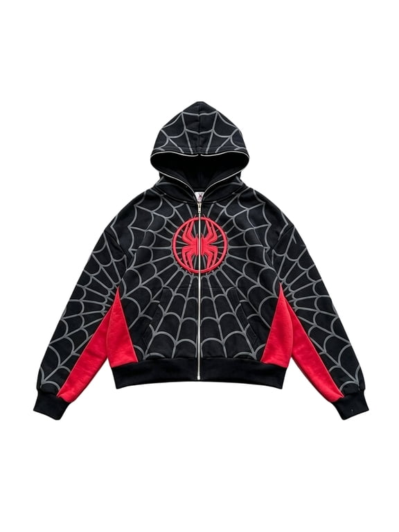 Spider Cosplay Hoodie Full Zip Sweatshirt Superhero Costume Jacket Web Print Streetwear for Cosplay