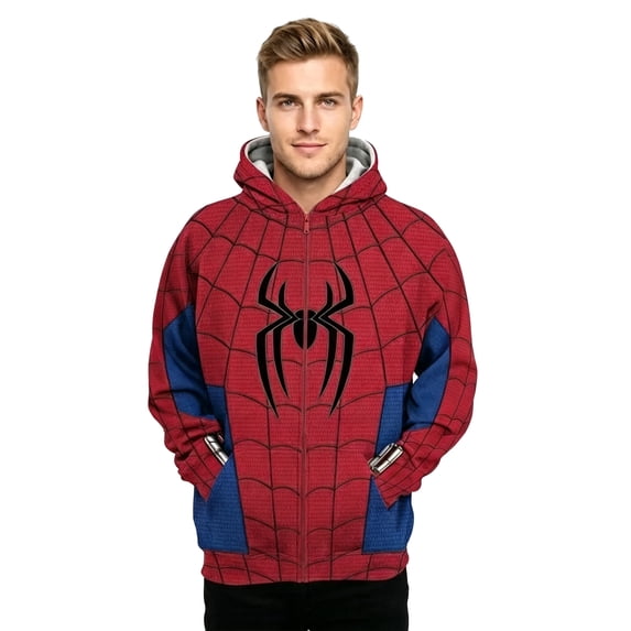Spider Cosplay Hoodie Full Zip Sweatshirt Superhero Costume Jacket Web Print Streetwear for Events
