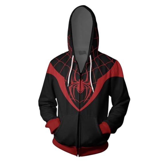 Spider Cosplay Hoodie Superhero Costume Jacket Full Zip Sweatshirt Web Print Streetwear for Cosplay