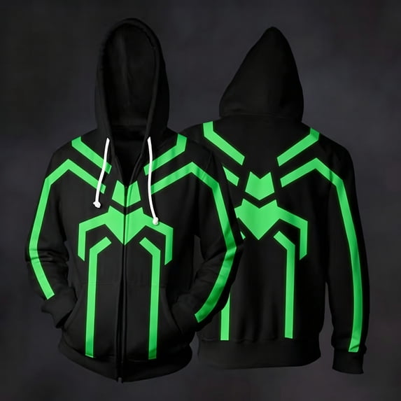 Spider Cosplay Hoodie Superhero Costume Jacket Full Zip Sweatshirt Web Print Streetwear for Halloween Theme Events
