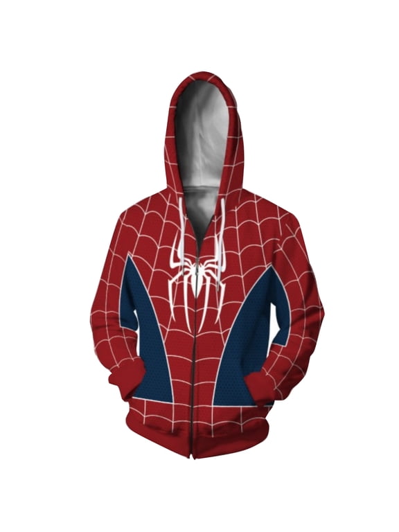 Spider Cosplay Hoodie Web Print Streetwear Full Zip Sweatshirt Superhero Costume Jacket for Halloween