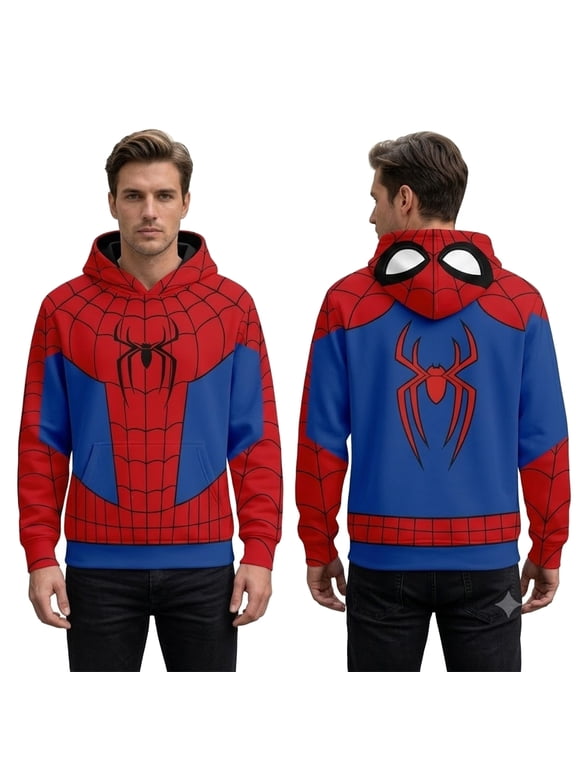Spider Costume Men Halloween Costumes for Men 3D Print Zip Hoodie Classic Hero Suit Design Cosplay Jacket Casual Streetwear Hooded Sweatshirt Fashion Hoodie