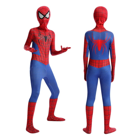 Spider Costume,Red Blue Suit with Full Body Web Pattern, Superhero Cosplay for Comic Con,Halloween and Cosplay