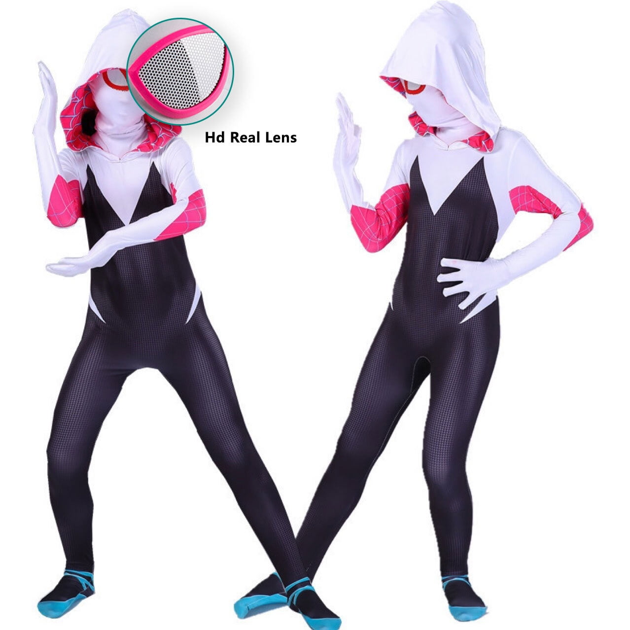 Spider Costume for Girls, Halloween Superhero Bodysuit Jumpsuit 3D Mask Outfits Cosplay Suit