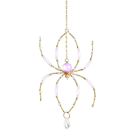 Spider Crystal Windchime Suncatcher, Beaded Crystal Spider Sun Catcher Indoor Window Rainbow Maker for Home Garden Gothic Christmas Winter Holiday Decor Gift Purple