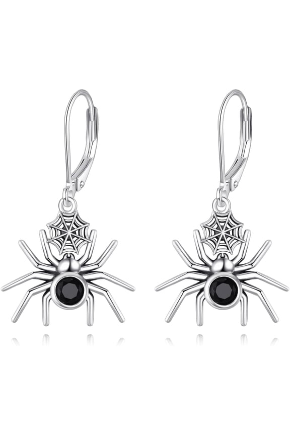 Spider Earrings 925 Sterling Silver Spider Gothic Dangle Earrings Goth Halloween Jewelry Gifts for Women Friend