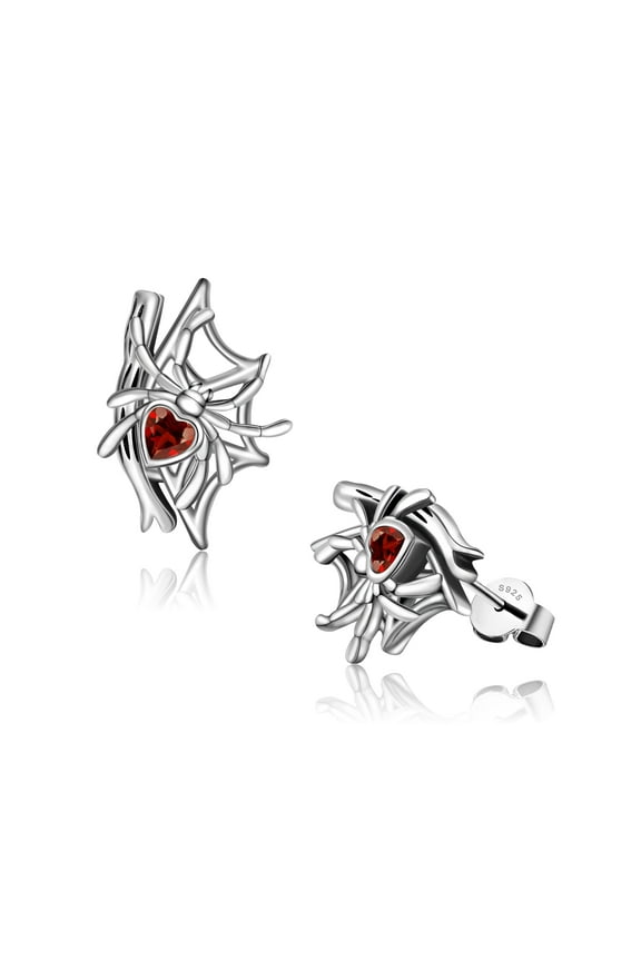 Spider Earrings 925 Sterling Silver Spider Web Earrings Dainty Cubic Zirconia Spider Earrings for Women Fashion Halloween Stud Earrings