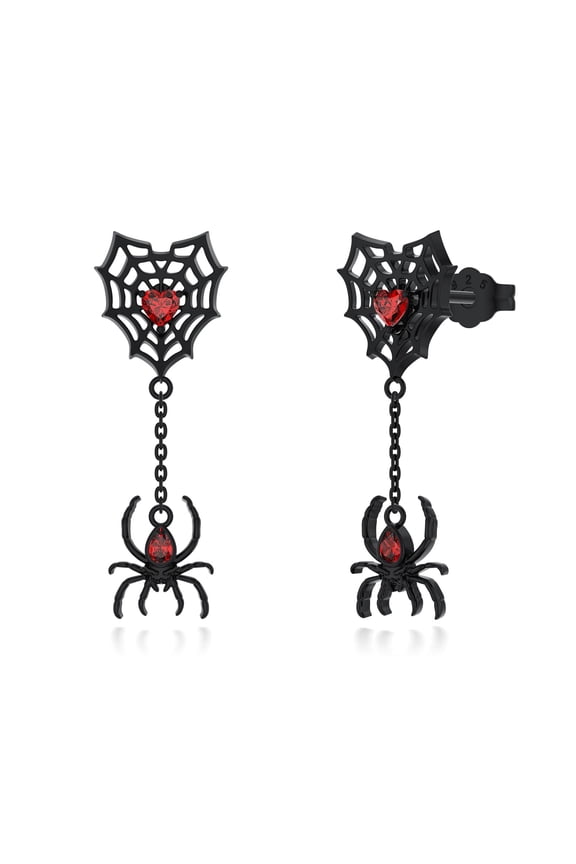 Spider Earrings Halloween Earrings for Women 925 Sterling Silver Dangle Drop Spider Earrings Black Spider Halloween Jewelry Gifts