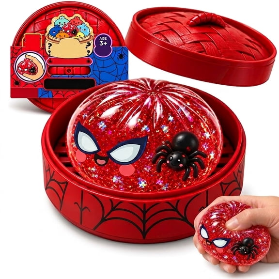 Spider Edition Dumpling Squishy, Stress Relief Squeeze Party Gifts, Cute Sensory Squishies for Holiday Birthday Favors