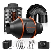 Spider Farmer 4  Inline Fan Kits 205 CFM with Speed Controller RJ12 Port, Carbon Filter Grow Tent Ventilation System, GGS Controller Controllable