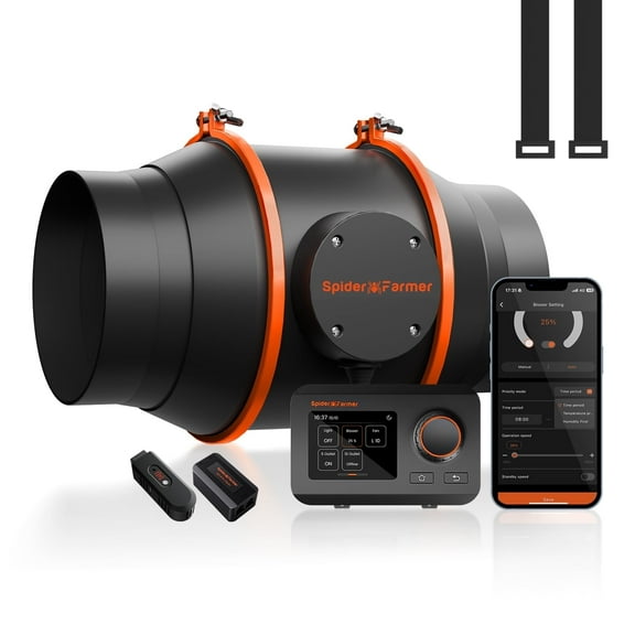 2025 Spider Farmer New 6" Inline Fan HVAC Exhaust Blower with GGS Controller for Grow Tent