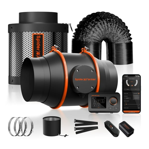 2025 Spider Farmer 6" Inline Fan HVAC Exhaust Blower Kit with GGS Controller for Grow Tent
