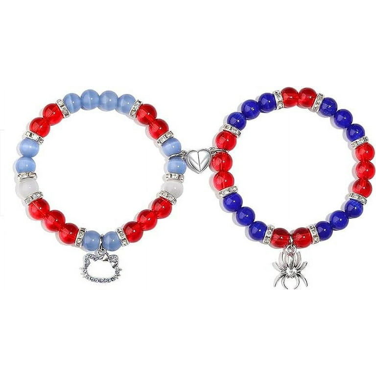 Matching Spider Friendship Bracelets for Couples Kitty Theme Heart Shaped Premium Bead Material Adjustable Size Walmart